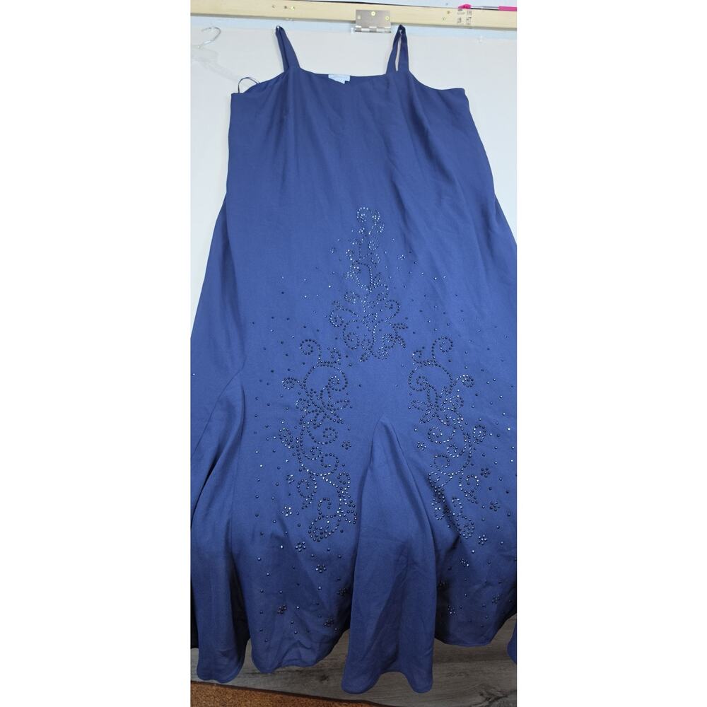 Catherines Blue Rhinestone Sleeveless Dress Plus Size 22W Lined Formal Evening - Picture 2 of 9